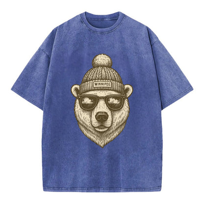 Winnipeg Polar Bear wearing Winnipeg bea - Vintage T-shirt - Blue