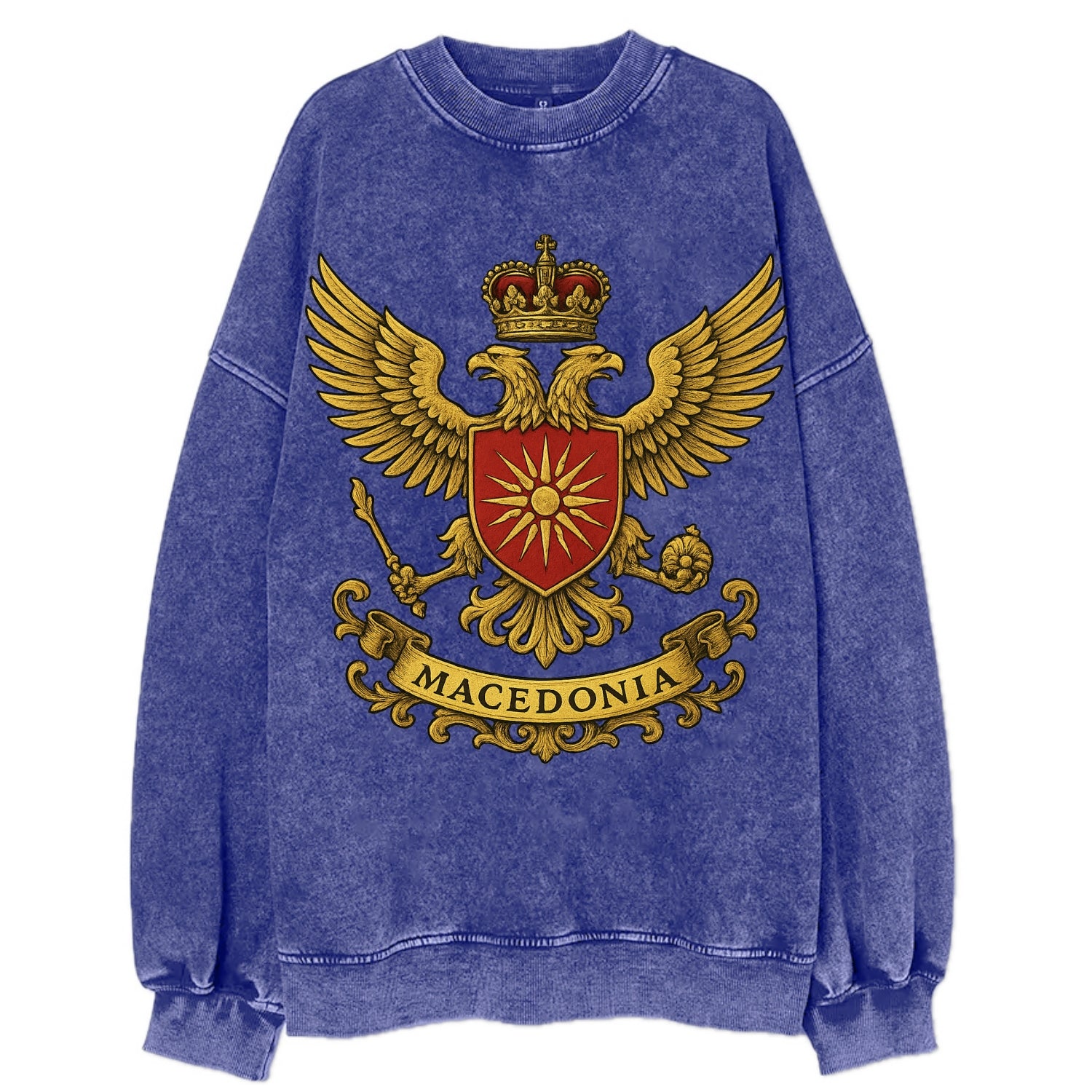 Macedonia Heritage Badge  - Vintage Sweatshirt - Blue