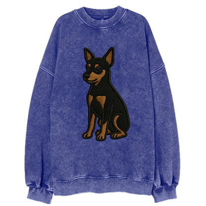 Miniature Pinscher - Black and tan sitti Vintage Sweatshirt - Blue