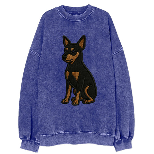 Miniature Pinscher - Black and tan sitti Vintage Sweatshirt - Blue