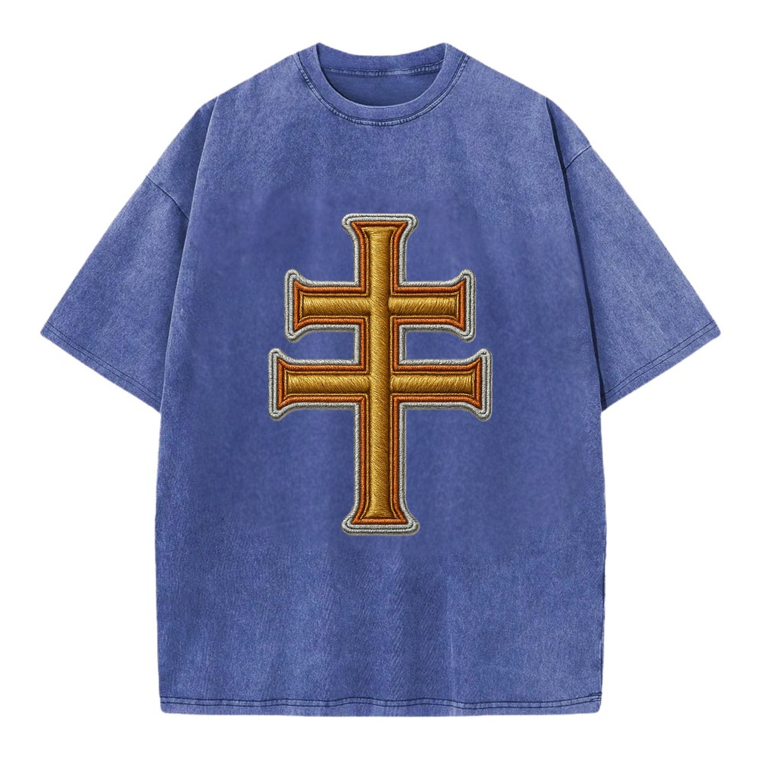 Patriarchal Cross - Vintage T-shirt - Blue