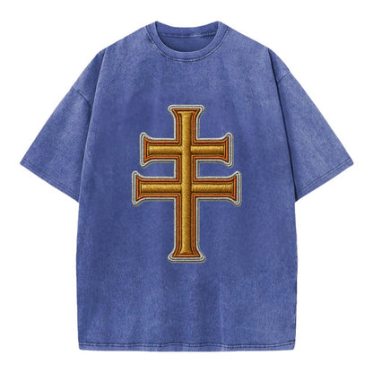 Patriarchal Cross - Vintage T-shirt - Blue