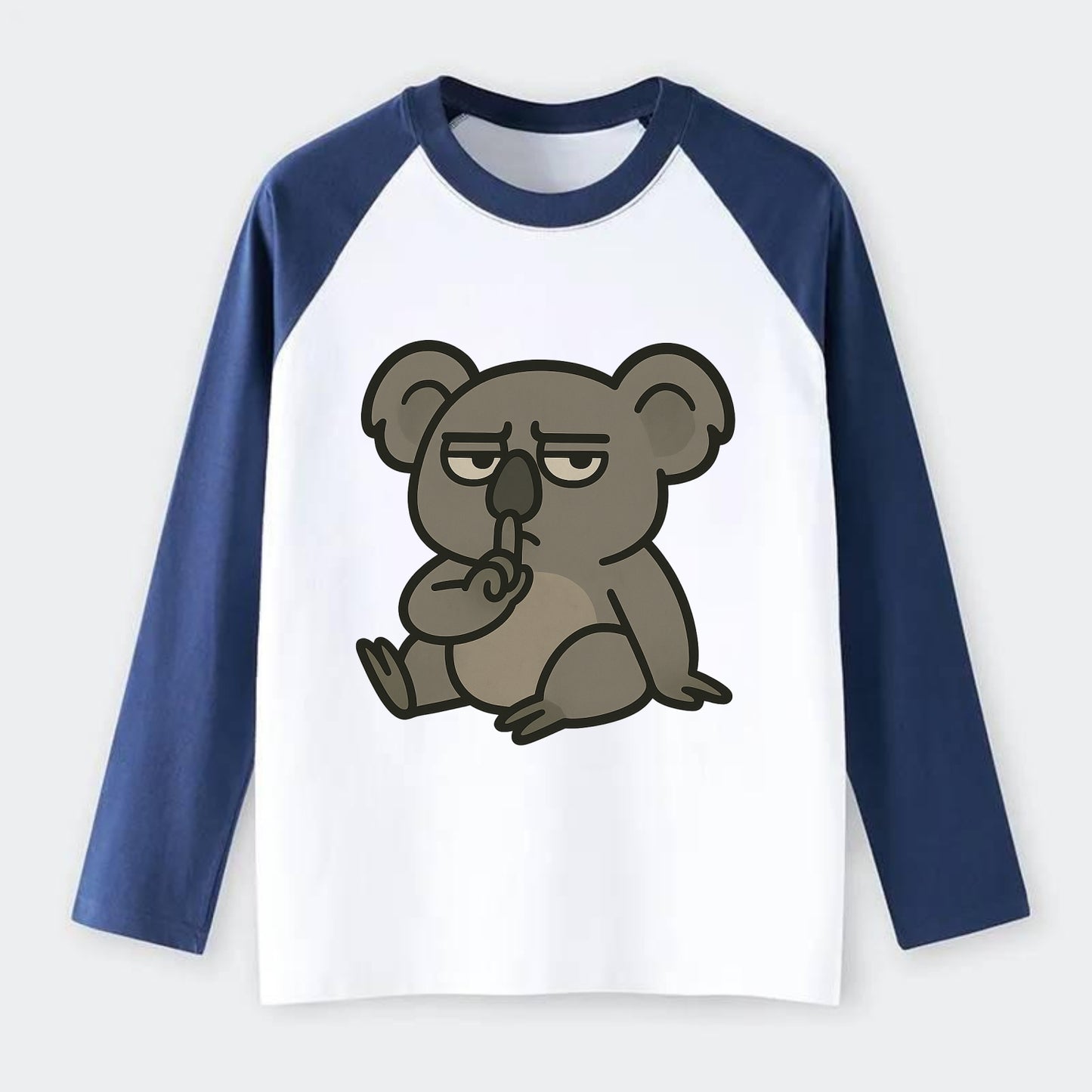 The Koala Judging - Raglan Long Sleeve T-Shirt - Blue