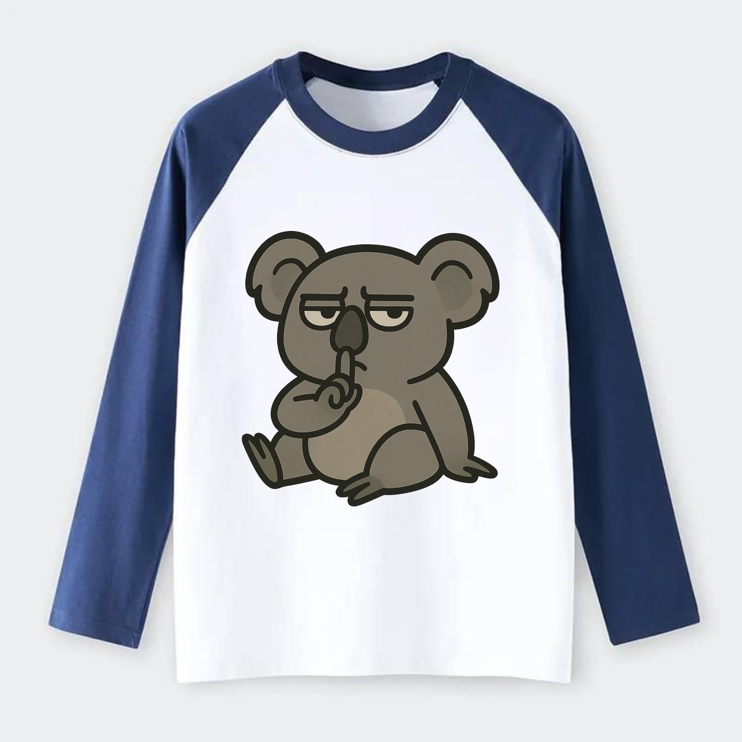 The Koala Judging - Raglan Long Sleeve T-Shirt - Blue