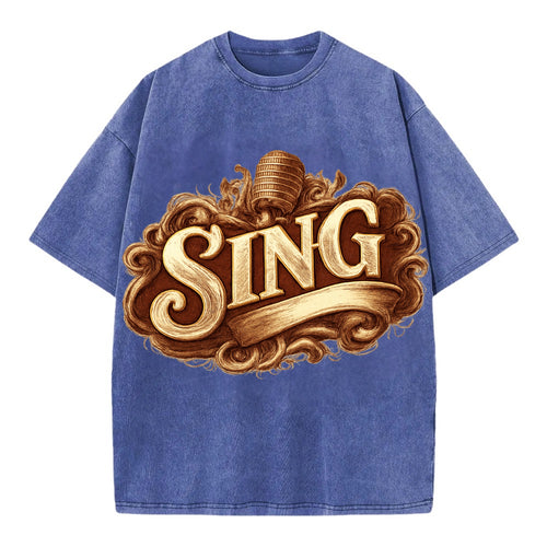 Bold typography design - SING - vocal expression, musical soul - Vintage T-shirt