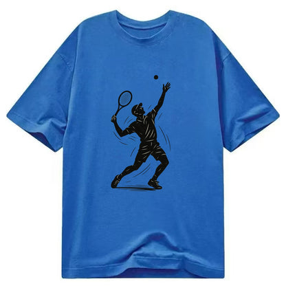 Tennis player serving with powerful form - Classic T-shirt - Blue