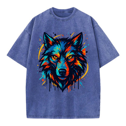 Alpha Wolf Leader  - Vintage T-shirt - Blue