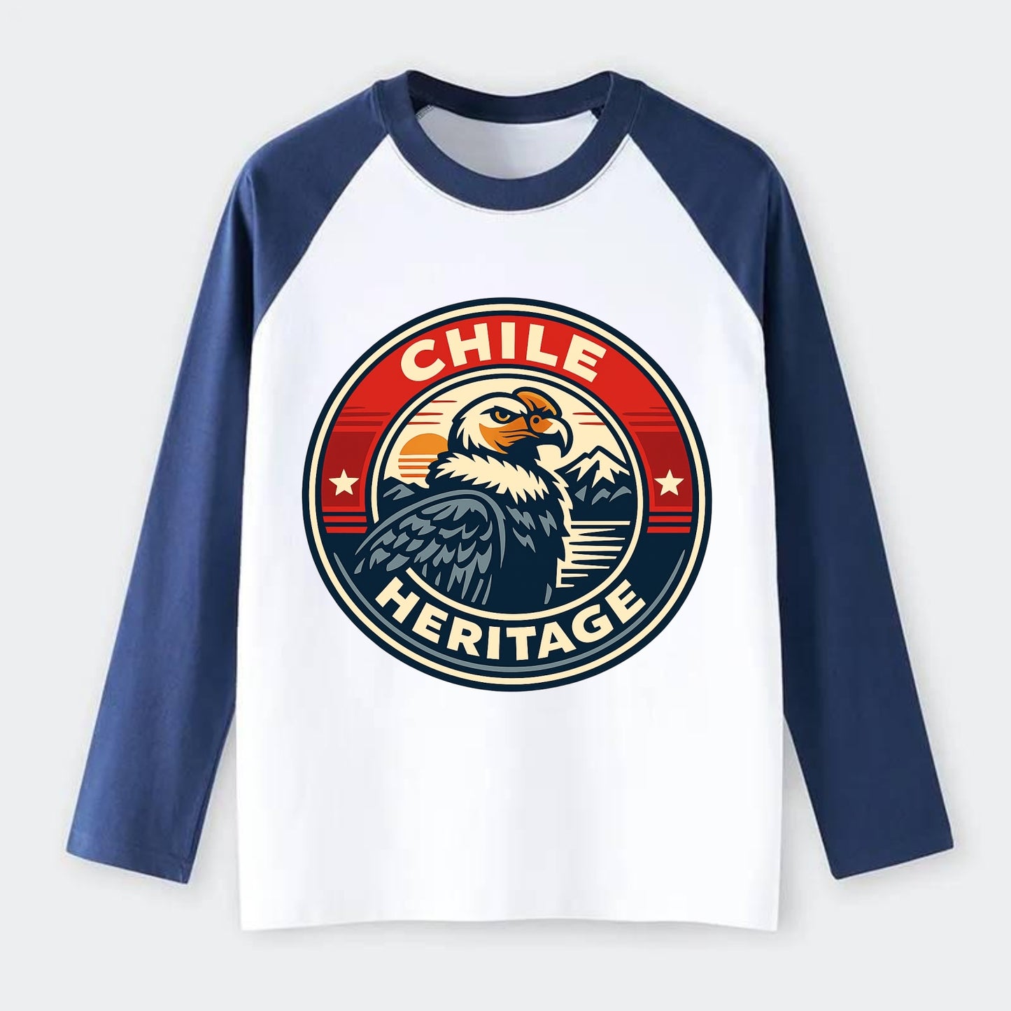 Andean Spirit Emblem - Raglan Long Sleeve T-Shirt - Blue