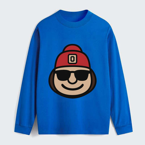 Columbus Brutus wearing Ohio State beanie with Block O patch - Classic Long Sleeve Shirt