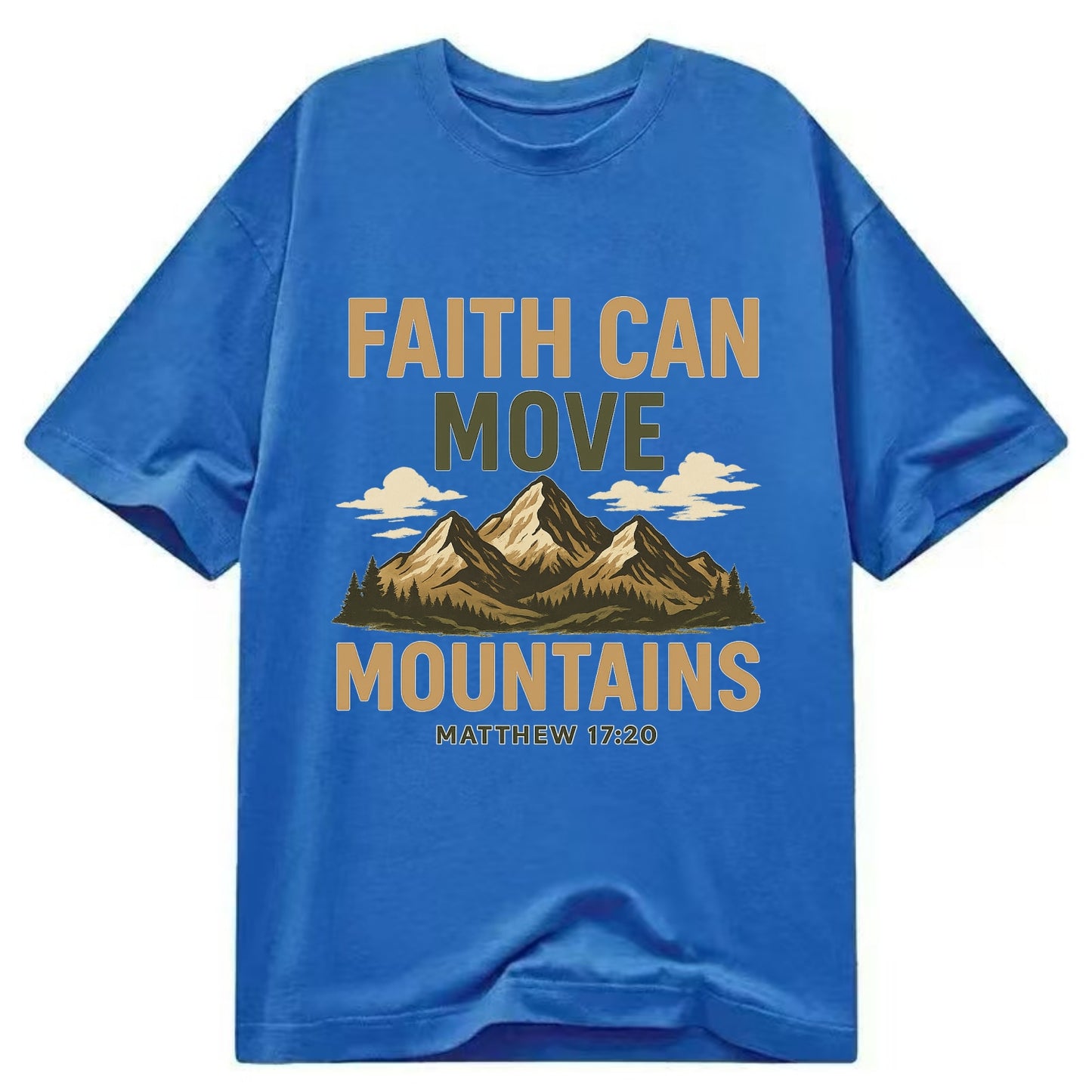 Matthew 17:20 Mountains - Classic T-shirt - Blue