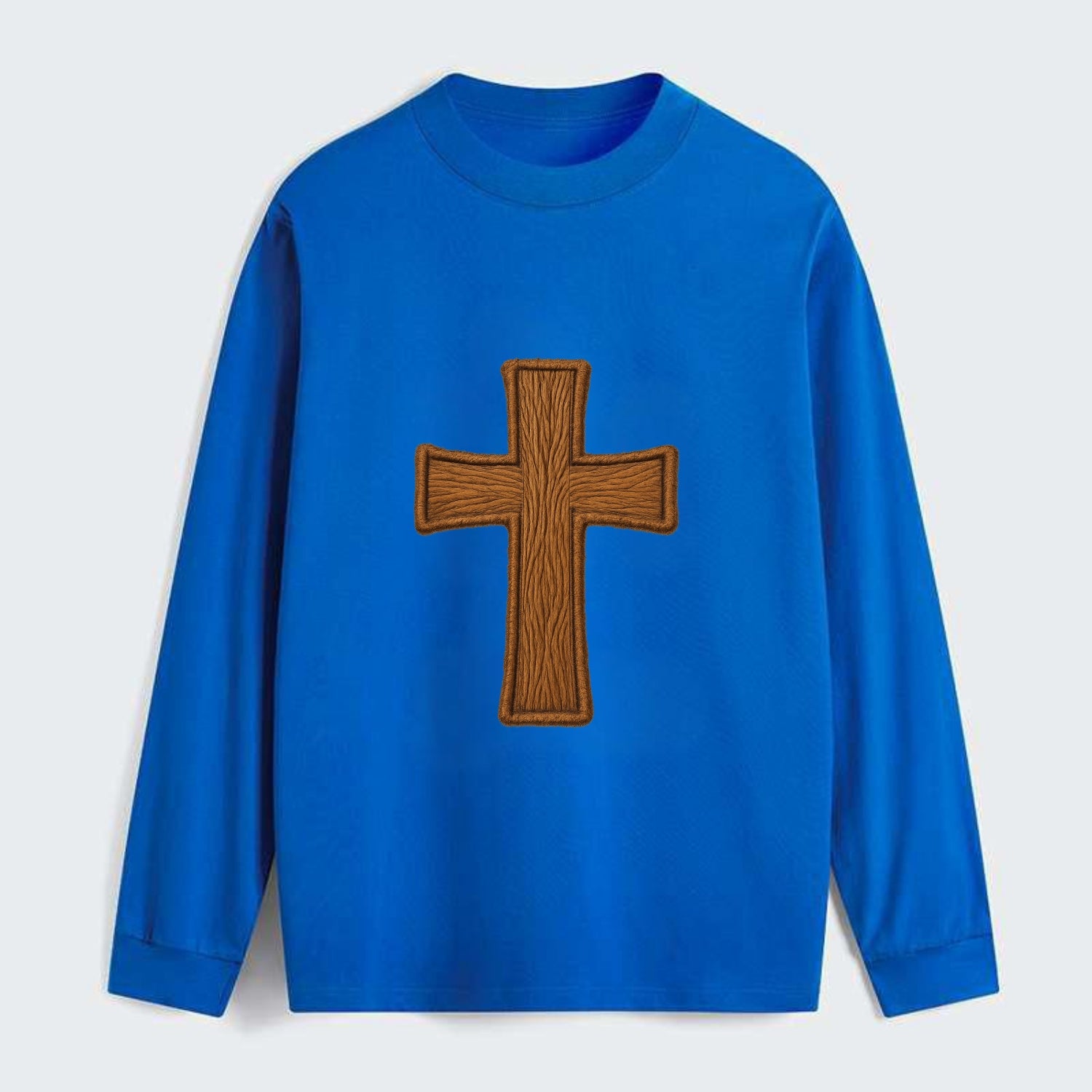 Carved Cross  - Classic Long Sleeve Shirt - Blue