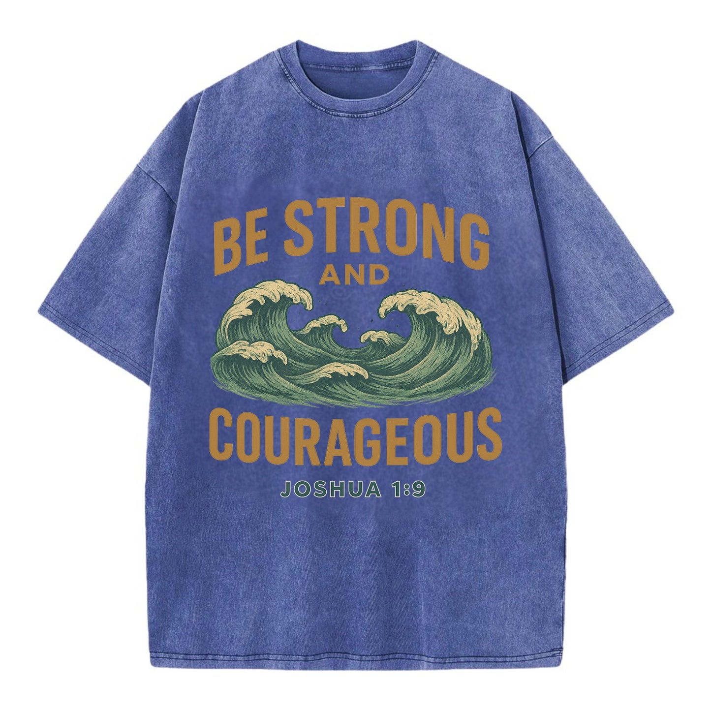 Joshua 1:9 Ocean - Vintage T-shirt - Blue