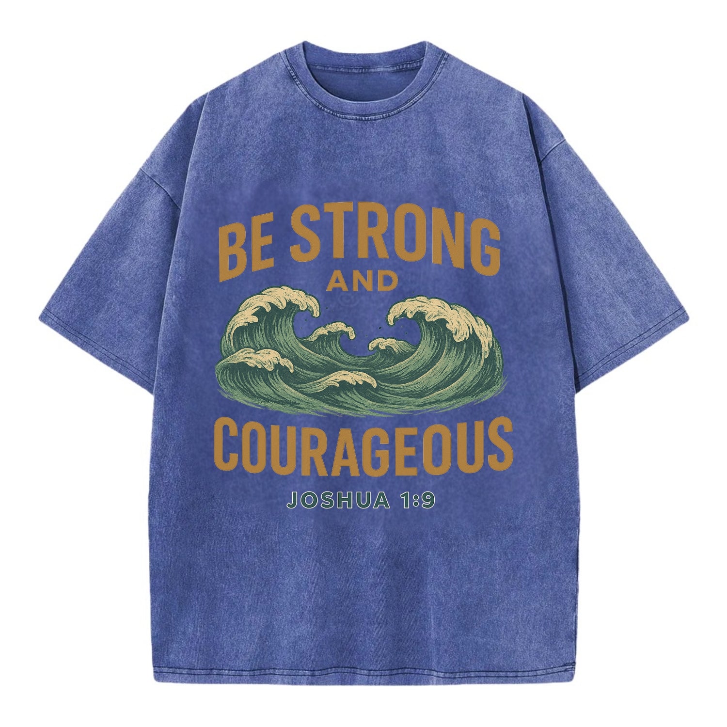 Joshua 1:9 Ocean - Vintage T-shirt - Blue