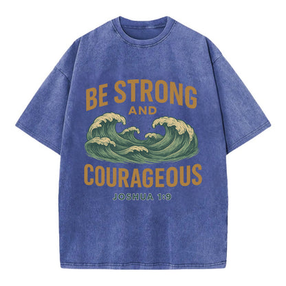 Joshua 1:9 Ocean - Vintage T-shirt - Blue