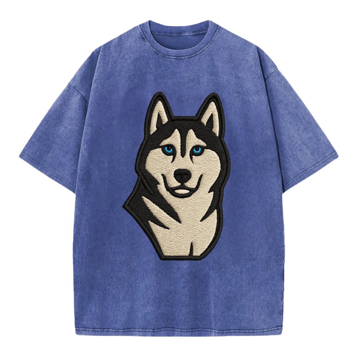 Husky - Blue eyes close-up portrait - Vi Vintage T-shirt - Blue