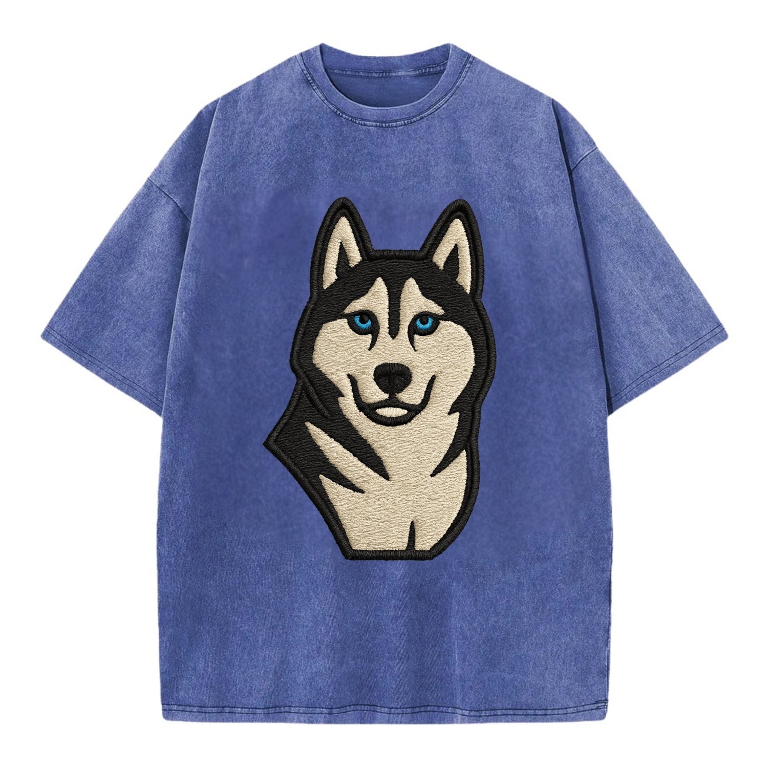 Husky - Blue eyes close-up portrait - Vi Vintage T-shirt - Blue