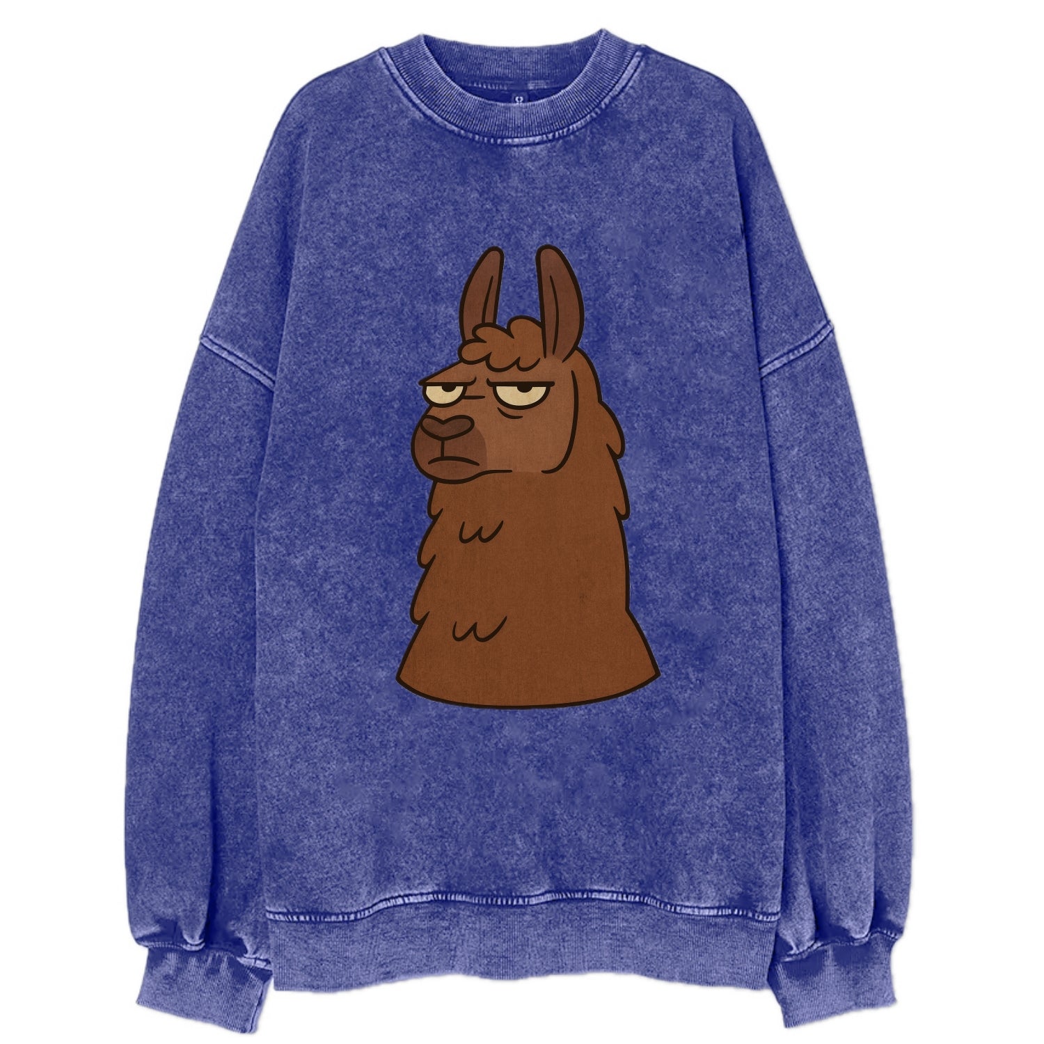 The Llama Judging Silently - Vintage Sweatshirt - Blue