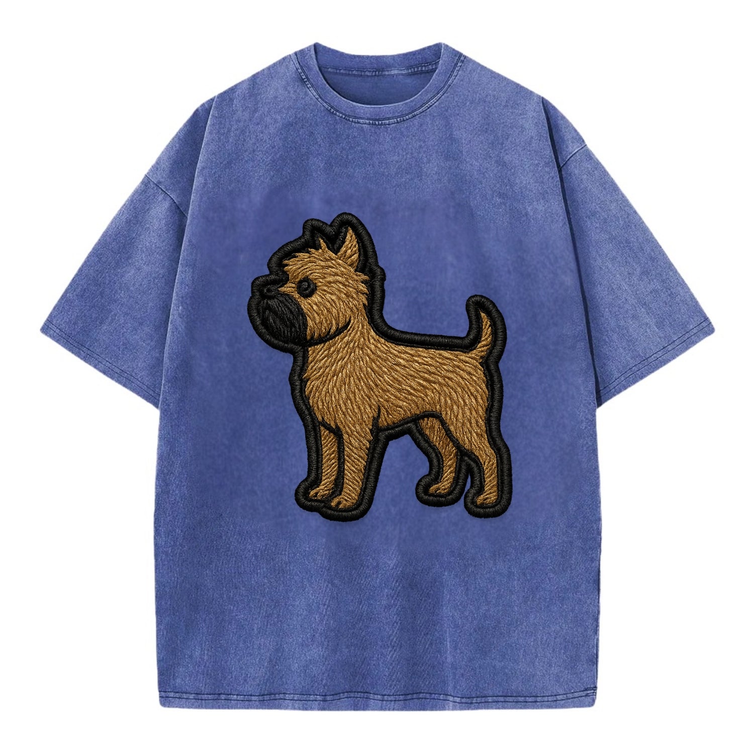 Affenpinscher - Contemporary wiry design - Vintage T-shirt - Blue