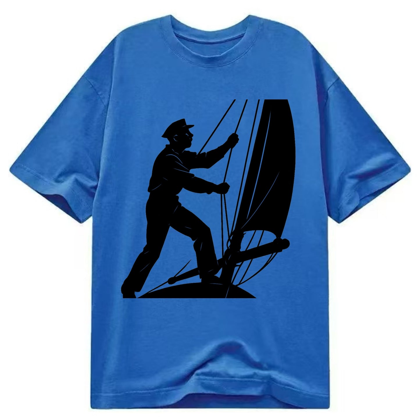Sailor adjusting the boom on a sailboat - Classic T-shirt - Blue