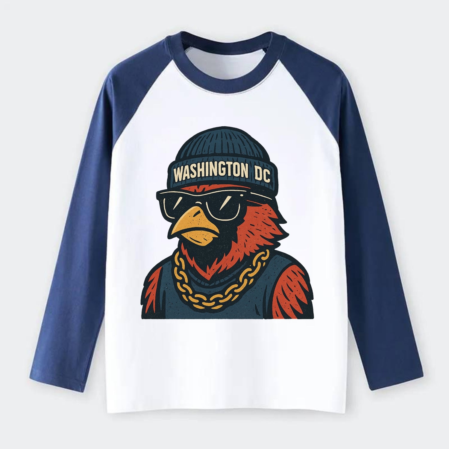 "cardinal" "washington Dc" "dc" "navy" "us East" - Raglan Long Sleeve T-Shirt - Blue