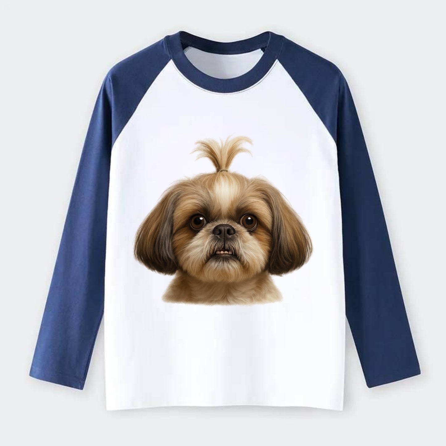 Shih Tzu  - Raglan Long Sleeve T-Shirt - Blue