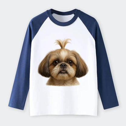 Shih Tzu  - Raglan Long Sleeve T-Shirt - Blue