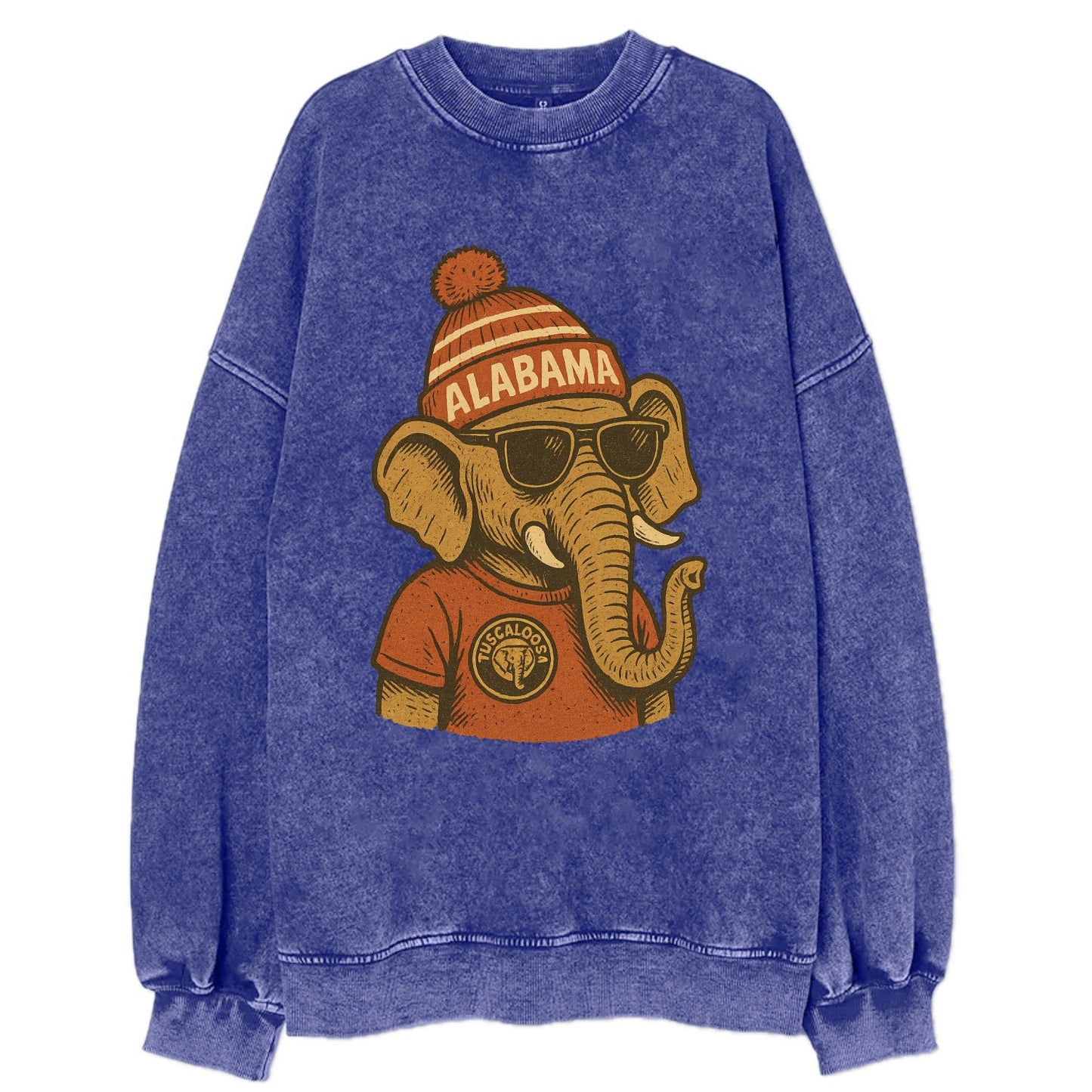 Tuscaloosa Crimson Elephant wearing Alab - Vintage Sweatshirt - Blue