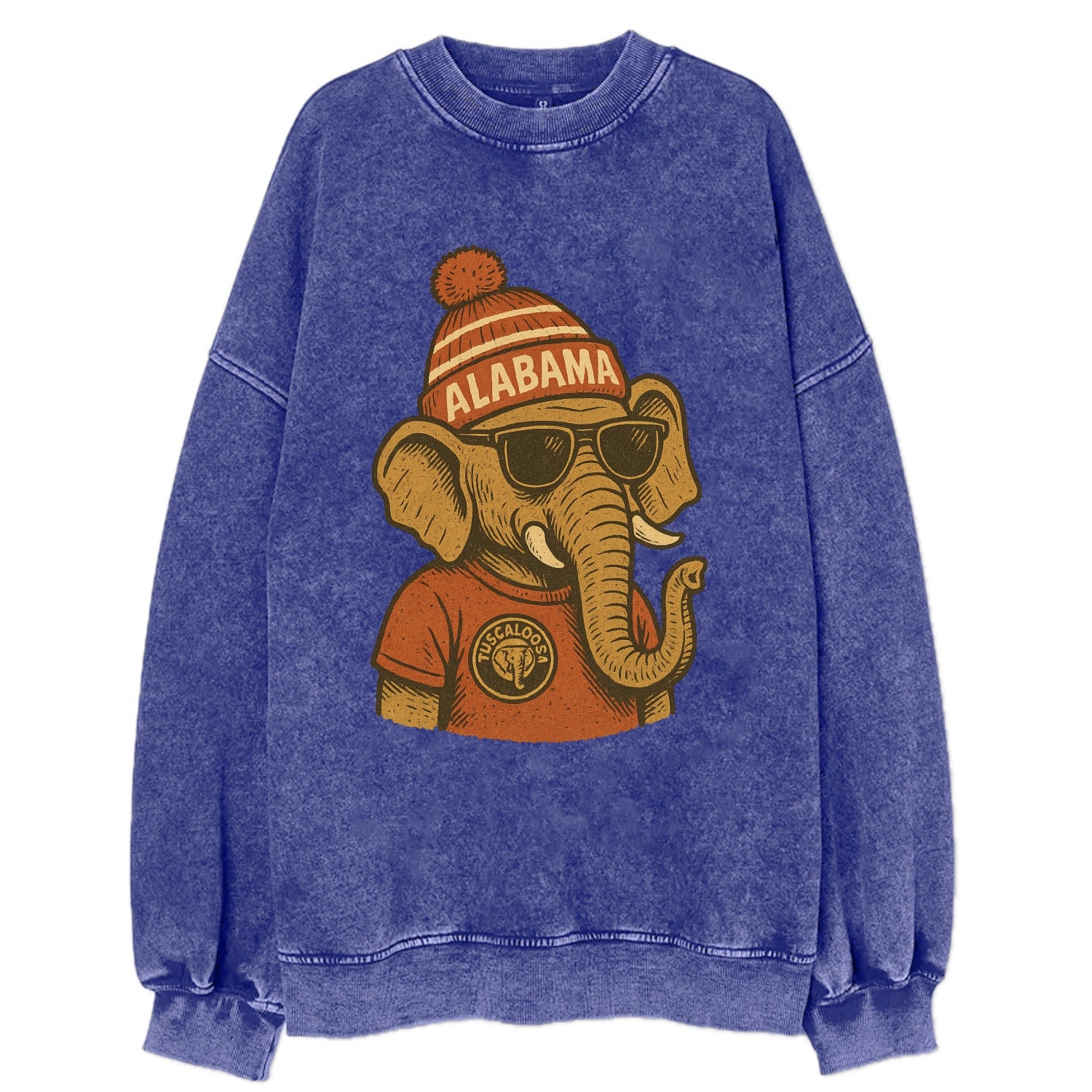Tuscaloosa Crimson Elephant wearing Alab - Vintage Sweatshirt - Blue