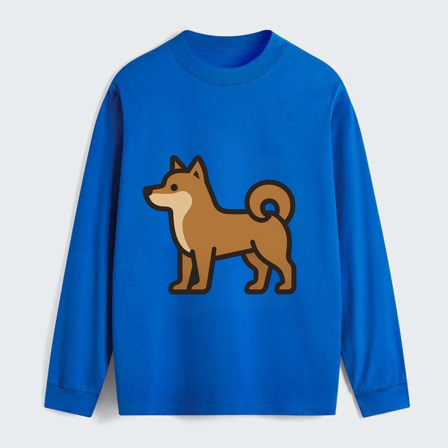 Shiba Inu - Red sesame flat side profile - Classic Long Sleeve Shirt - Blue