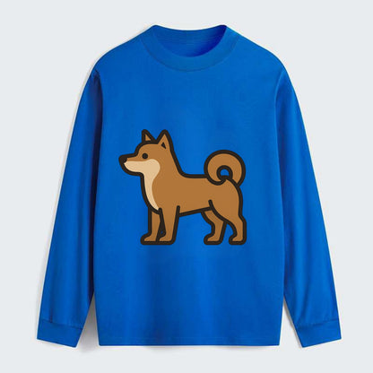 Shiba Inu - Red sesame flat side profile - Classic Long Sleeve Shirt - Blue