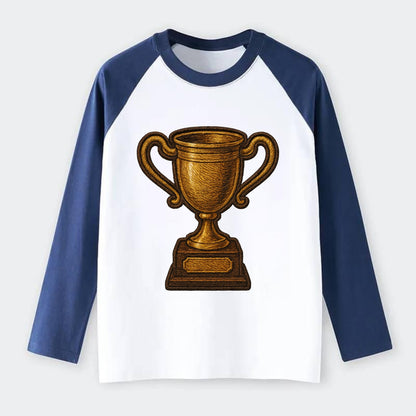 Trophy Cup  - Raglan Long Sleeve T-Shirt - Blue