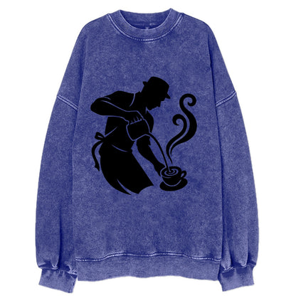 Barista creating latte art - Vintage Sweatshirt - Blue