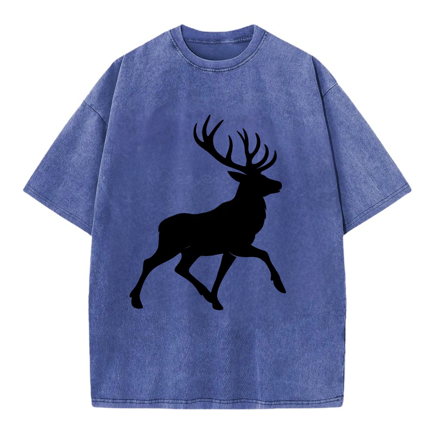 Deer with majestic antlers - Vintage T-shirt - Blue