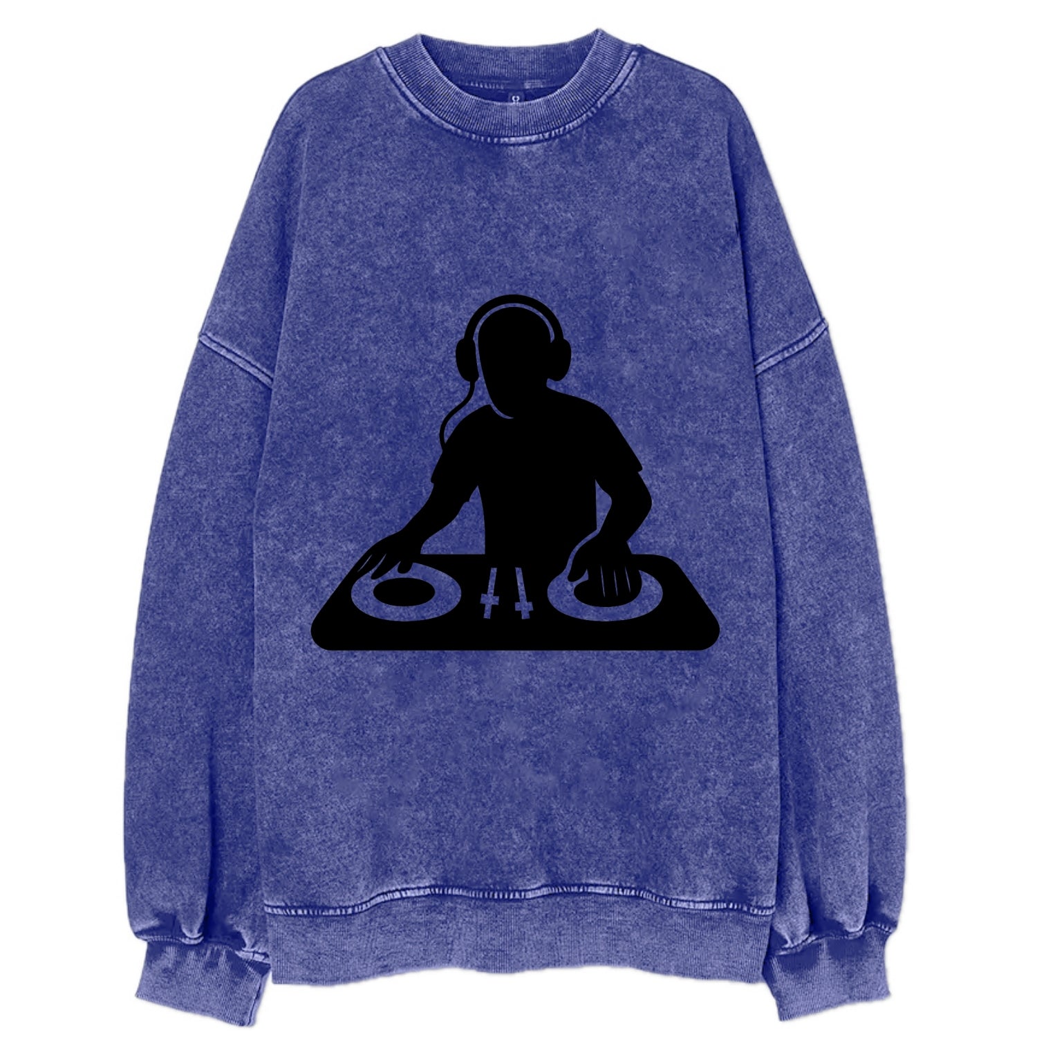DJ with turntables and headphones - Vintage Sweatshirt - Blue