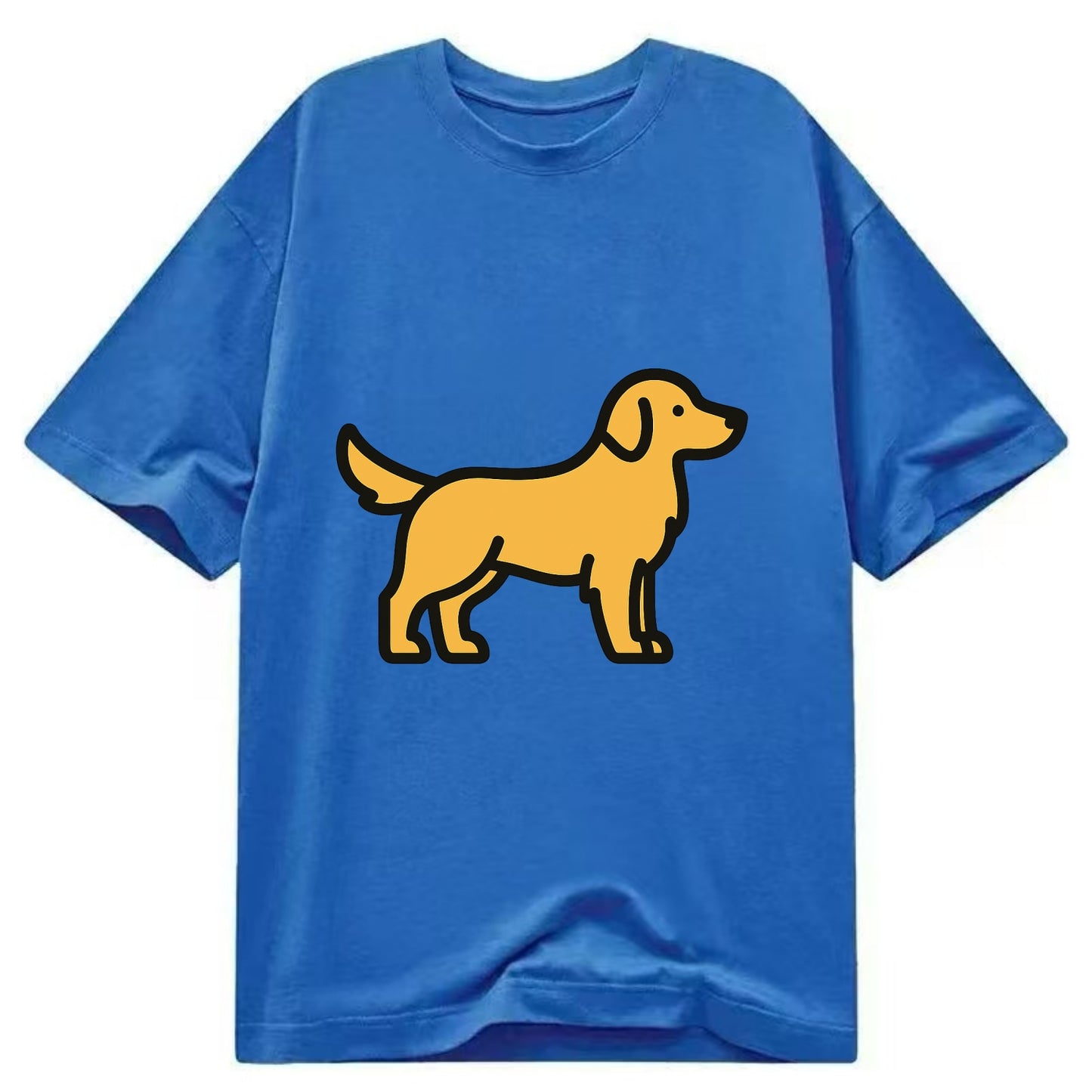 Golden Retriever - Golden colored flat side profile - Classic T-shirt - Blue