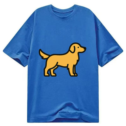 Golden Retriever - Golden colored flat side profile - Classic T-shirt - Blue