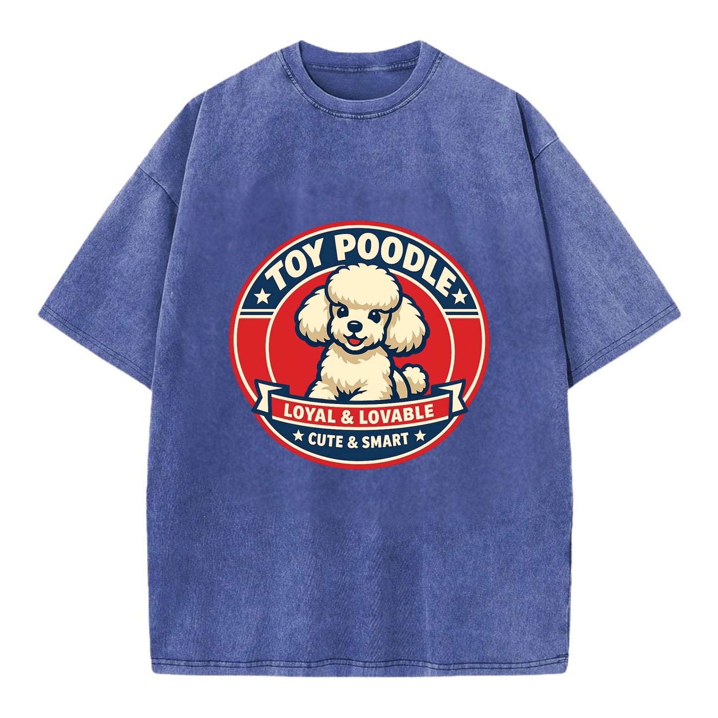 Elegant Poodle Emblem - Vintage T-shirt - Blue