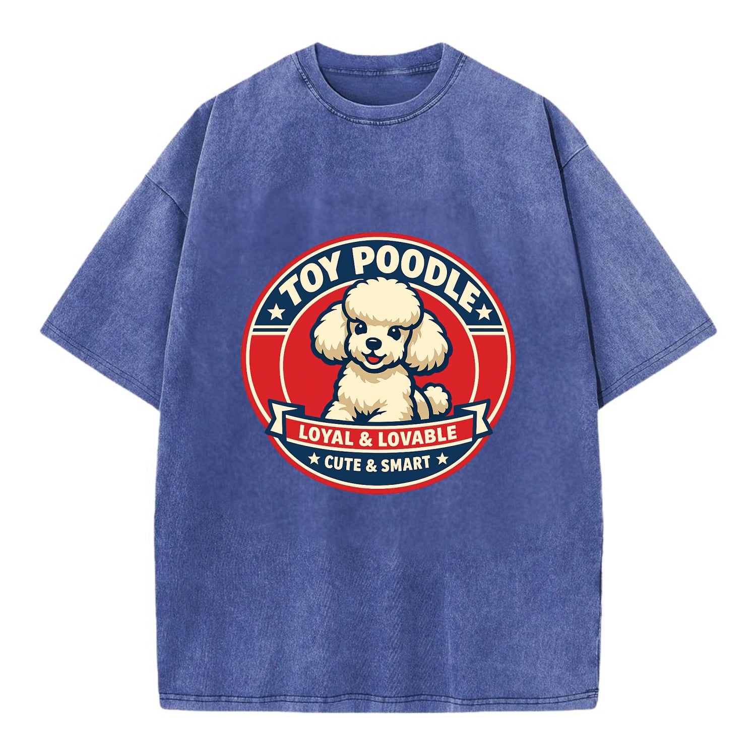 Elegant Poodle Emblem - Vintage T-shirt - Blue