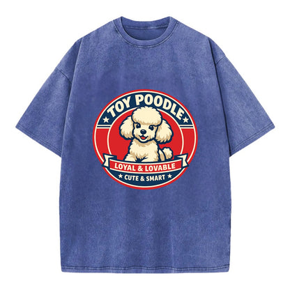 Elegant Poodle Emblem - Vintage T-shirt - Blue