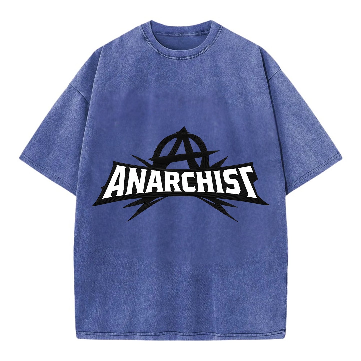 Bold typography design - "ANARCHIST" - no masters, self-governed - Vintage T-shirt - Blue