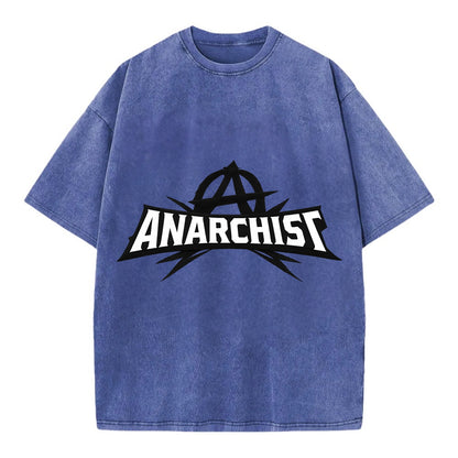 Bold typography design - "ANARCHIST" - no masters, self-governed - Vintage T-shirt - Blue