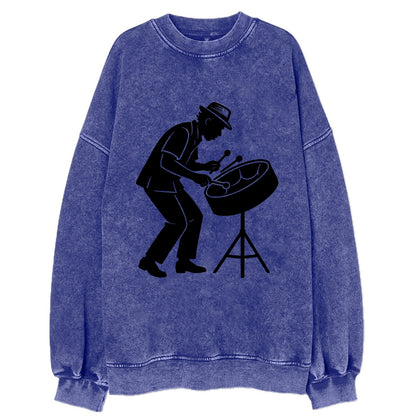 Steel drum player Caribbean rhythm - Vintage Sweatshirt - Blue