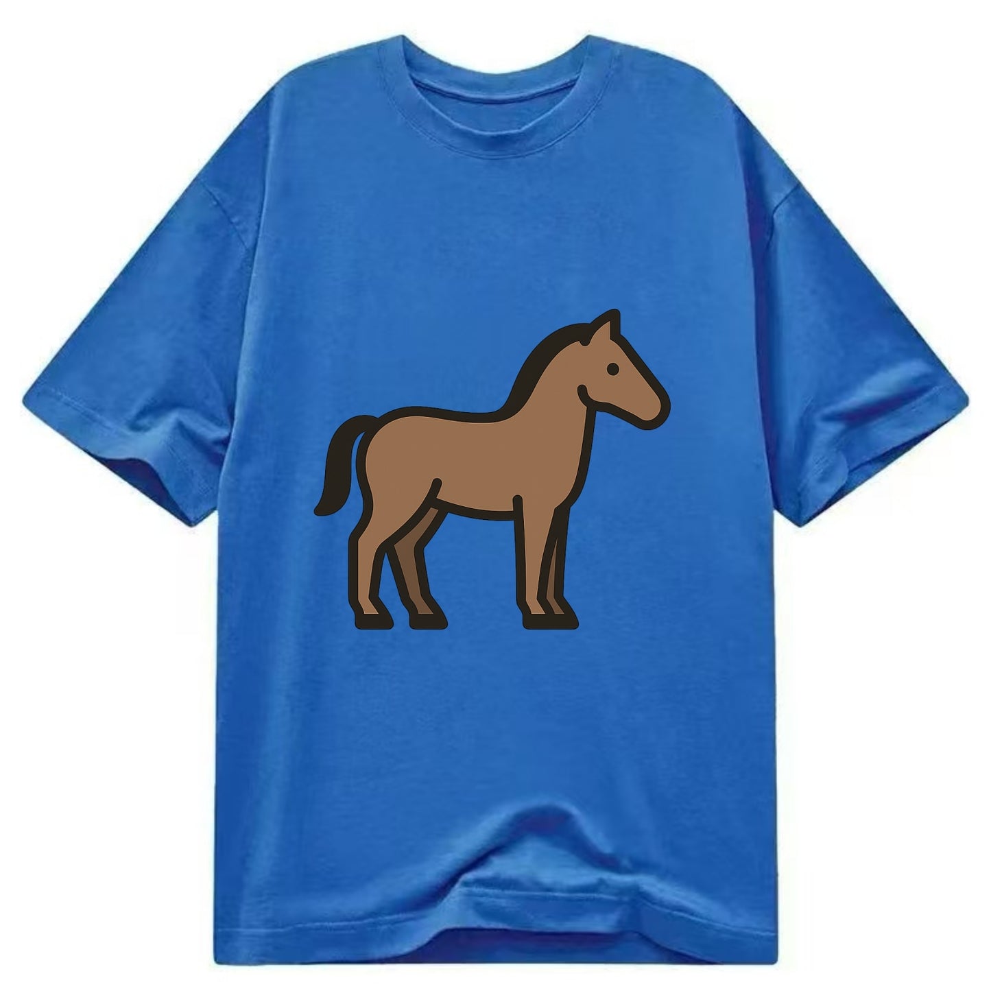 Horse - Brown standing pose flat side profile - Classic T-shirt - Blue