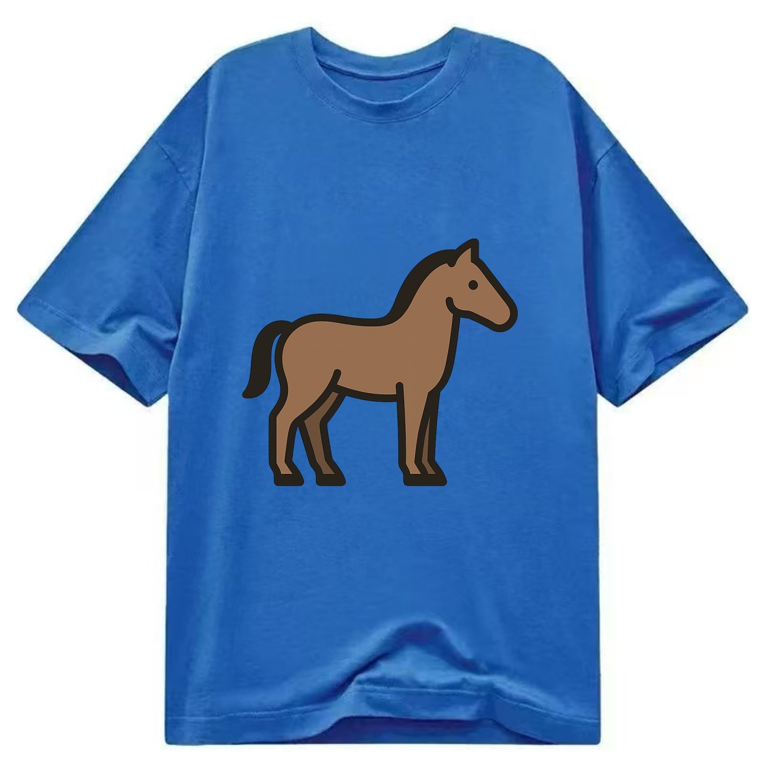 Horse - Brown standing pose flat side profile - Classic T-shirt - Blue