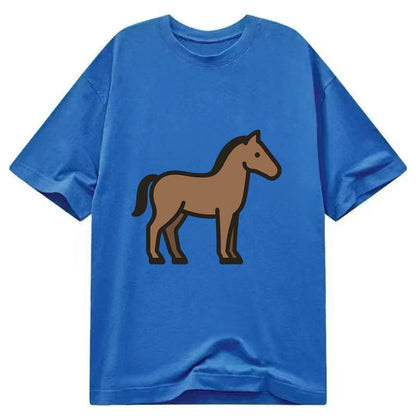 Horse - Brown standing pose flat side profile - Classic T-shirt - Blue