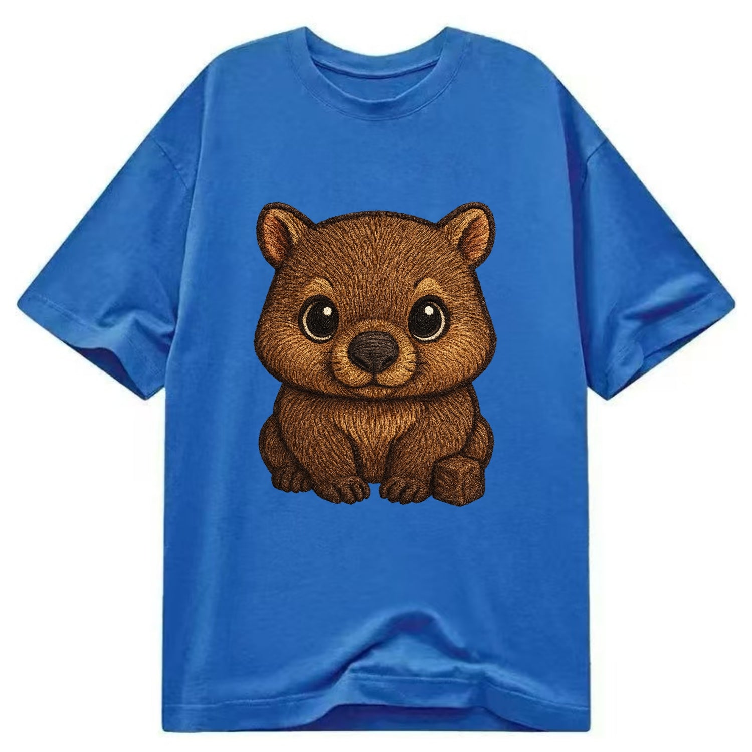 Baby Wombat - brown fur, square nose, small ears, dark eyes, front-facing, cube - Classic T-shirt - Blue