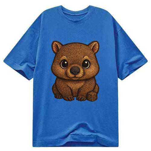 Baby Wombat - brown fur, square nose, small ears, dark eyes, front-facing, cube - Classic T-shirt
