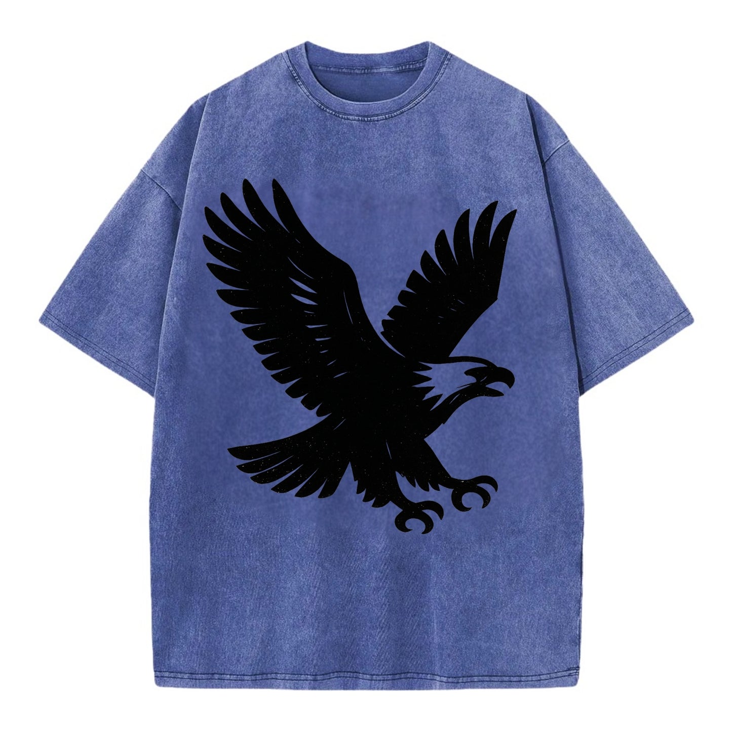 Eagle in flight - liberty and independence ink brushstrokes - Vintage T-shirt - Blue