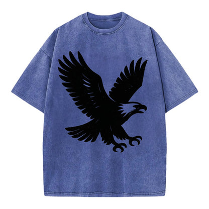Eagle in flight - liberty and independence ink brushstrokes - Vintage T-shirt - Blue