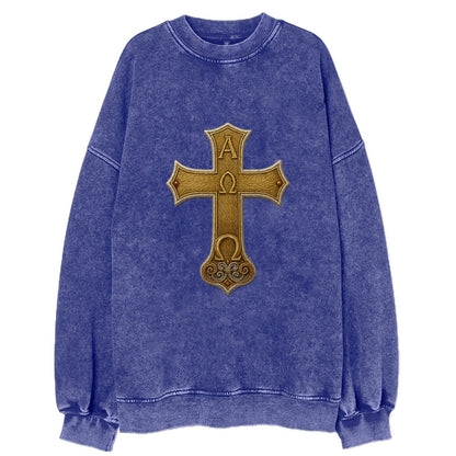 Alpha Omega Cross  - Vintage Sweatshirt - Blue